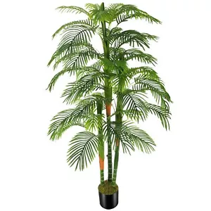 6ft Artificial Golden Cane Palm Tree(72") w/3 Trunks Tree & Plastic Nursery Pot - Picture 1 of 1