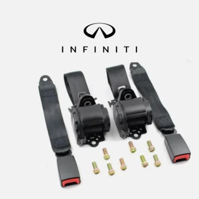 适用于所有英菲尼迪后安全带替换件 可伸缩 黑色 — 第 1/4 张图片