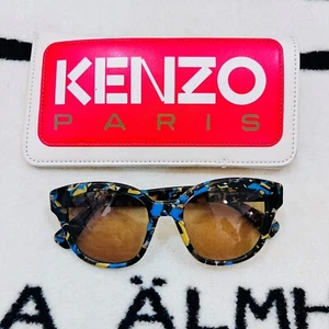 Kenzo Tortoiseshell Cat Eye Camo Blue Yellow Multi Color Sunglasses - Picture 1 of 9