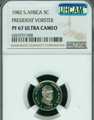 1982 SOUTH AFRICA VOSTER 5 CENTS NGC PF67 MAC UHCam MAC SPOTLESS  *  - Image 1 of 2