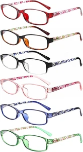 6 Pack Ladies Reading Glasses for Women Blue Light Blocking Spring Hinge Fashion - Picture 1 of 7