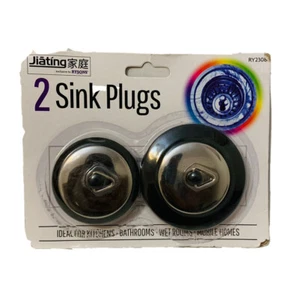 Waschbeckenstöpsel Chrom & Gummi Badewannenstöpsel Waschbecken Ablauf Abdeckung 2er Pack - Bild 1 von 2