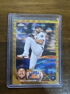 2023 Topps cromo refractor de onda dorada #148 Max Scherzer #/50 Mets - Imagen 1 de 2