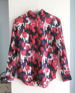 New ASOS Dress Shirt 4th of July Colors Size 4 or S Career Blouse Button Up - Picture 1 of 12