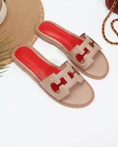 Women's US 6.5 Round Toe Embroidered Slippers Simple Flat Casual Shoes Home Indo - Picture 1 of 6