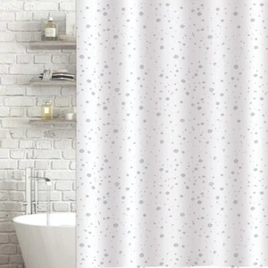 Bathroom Shower Curtain Grey White 100% Polyester Waterproof 180x180cm Droplets - Picture 1 of 3