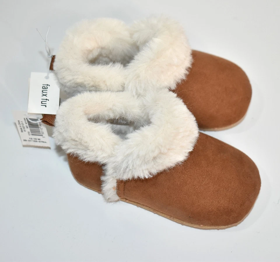 Old Navy Boots Size 3-6 Months Faux Fur Brown Girl's - Image 1 of 4
