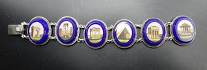 19th Century Italian Jewelry Bracelet Sterling Micro Mosaic Blue Lapis Six Panel - Picture 1 of 12