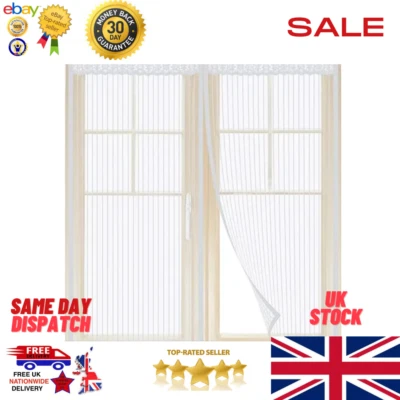 Magnetic Window Screen Net Mesh Fly Insect White Bug  Moth Door Netting Free P+P - Image 1 of 4
