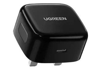 UGREEN Wall Plug with Fast Charging USB-C PD Port 20 watts - UK  Black - Picture 1 of 7