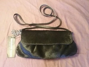 NEW MAURIZIO TAIUTI Black Pony Hair & Cowhide Leather Evening Clutch or Handbag - Picture 1 of 5