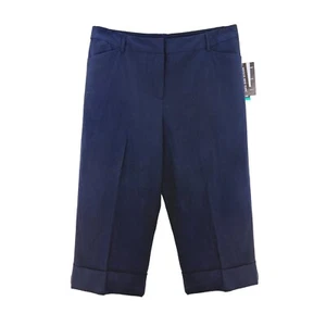 BRIGGS New York Women's Capri Crop Dress Pant 16 Navy Blue Slimming Solution B35 - Picture 1 of 6