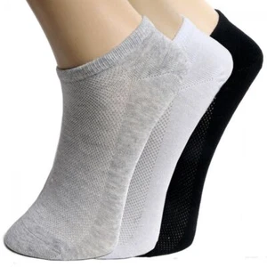 Casual Unisex Black/White/Gray Breathable Mesh Crew Socks Sports Ankle Cut - Picture 1 of 9