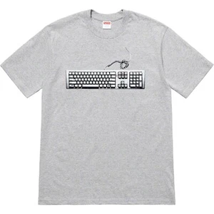 T-shirt maglietta Supreme NY uomo tastiera computer logo grigio SS19 L AUTENTICA nuova con etichette - Foto 1 di 5