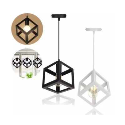 Lampadario Lampada Sospensione Cubo Moderno con Portalampada E27 BIANCO o NERO - Immagine 1 di 4