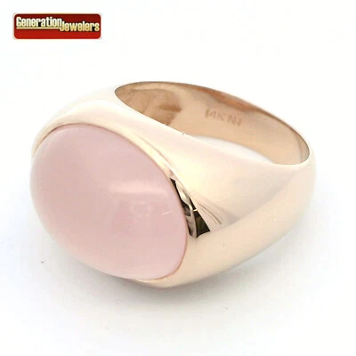 IMPRESIONANTE ANILLO DE CÓCTEL CONJUNTO BISEL CUARZO ROSA ORO AMARILLO 14K TALLA 9 ENVÍO GRATUITO Foto 1 de 4
