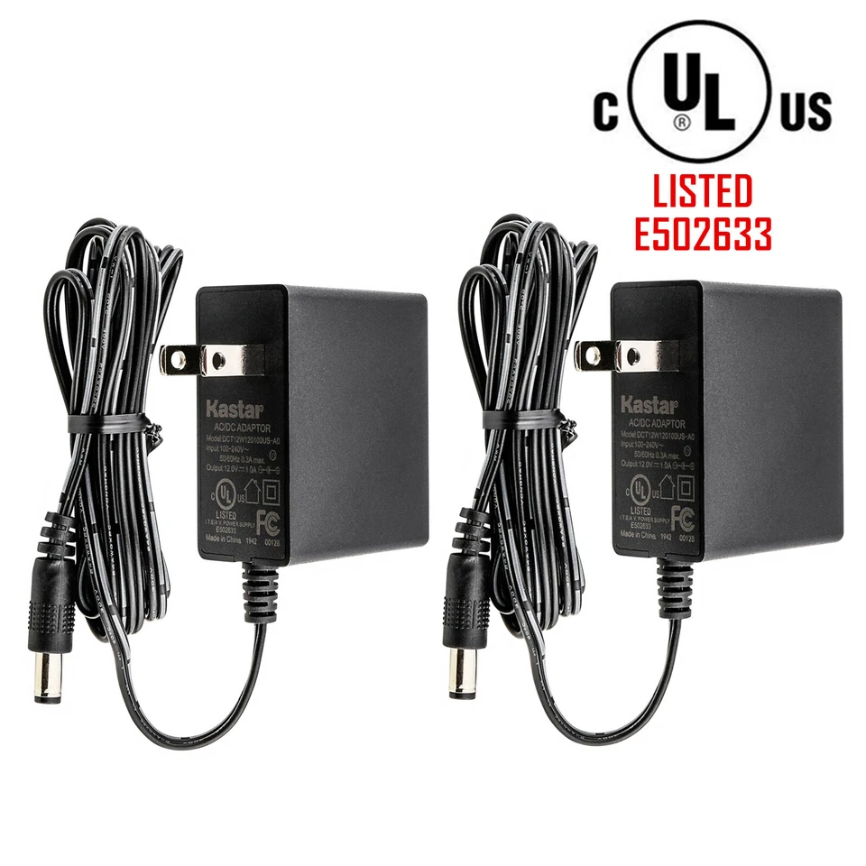 2 Ac100-240v DC 12v 1a 5.5 X 2.1mm Wall Charger Power Supply Adapter US Plug