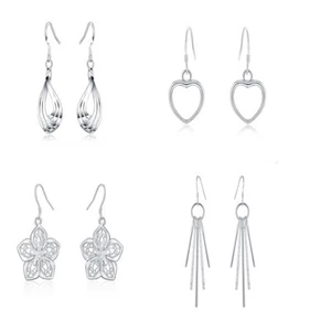 venta al por mayor 4pair set 925 plata lindo amuletos de mujeres dama boda pendientes joyería - Imagen 1 de 5