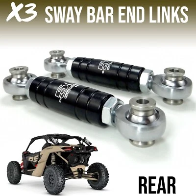 Heavy Duty Billet Sway Bar End Links 4130 Chromoly Heims Can-Am X3 Black Finish - Image 1 of 4