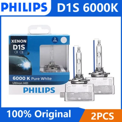 Philips D1S ULTINON 6000K HID Xenon Headlight Bulbs 85410WX 35W Germany PAIR - Image 1 of 4