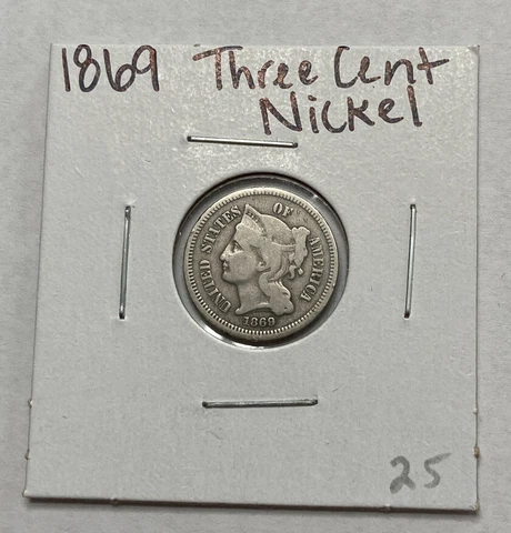 1869 Three Cent Nickel 3c US Coin Piece Cover