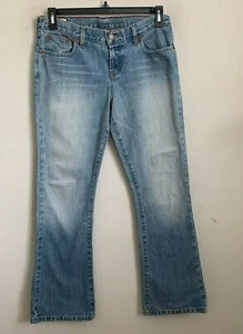 Abercrombie & Fitch Jeans Bootcut Blue Med Wash Button Fly Cotton Size 6S - Picture 1 of 9