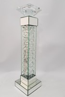 Sparkly Mirrored Floating Crystal Silver Candle Holder Tall 47cm