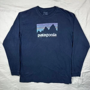 Patagonia Long-Sleeved P-6 Logo Responsibili-Tee Shirt Mens XL Navy Blue - Picture 1 of 9