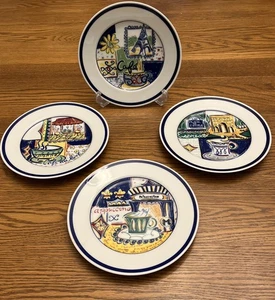 PARISIAN CAFE Williams-Sonoma 7.75 Inches Salad Dessert Plates Set of 4 New - Picture 1 of 6