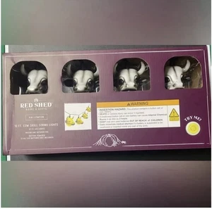 Red Shed Cow Skull Holiday Lights NIB - Picture 1 of 1