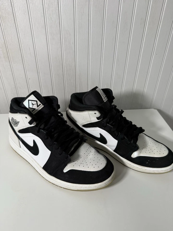 Nike Jordan 1 Mid SE Hombres 10 Negro Blanco Diamante DH6933-100 Foto 1 de 4