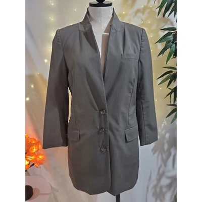 Elizabeth and James Wool Long Oversized Gray Blazer Jacket Womens Size 4 Career - Image 1 of 4