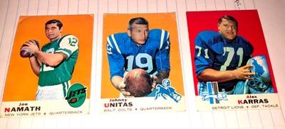 1969 Topps Football Lot . Namath,Unitas, Karras - Image 1 of 4