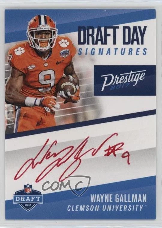 2017 Panini Prestige Draft Day Signatures Red Wayne Gallman Rookie Auto RC - Image 1 of 2