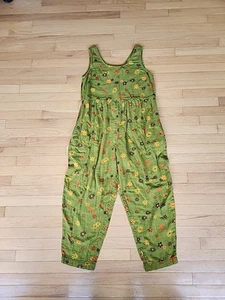 Lucy & Yak Amber Bowie Jumpsuit Green Floral Lagenlook Organic Cotton US 8 Short - Picture 1 of 14