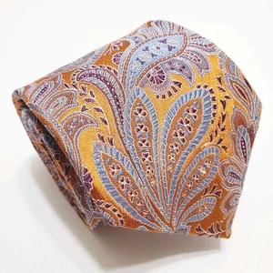 Jos. A. Bank Men's Silk Necktie Orange Paisley Pattern Jacquard Fabric - Picture 1 of 5