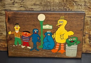 Vintage Sesame Street Hand Painted Wall Hanging Sign Plaque - 13.75"x8.75"x.75" - Picture 1 of 11