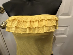 NWT Love Rocks Strapless T Shirt - Size M Medium Yellow - Picture 1 of 5