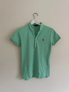 Women’s Y2K Ralph Lauren Turquoise Polo Shirt Size Medium Cotton Summer Retro - Picture 1 of 8
