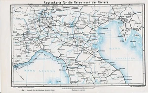 Alta Italia 1910 picc. mappa ferroviaria orig. Torino Bologna Trieste Fiume Pisa - Picture 1 of 1