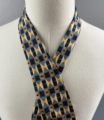 GUESS Geometric Print 100% Silk VINTAGE Made USA Mens Neck Tie - Image 1 of 4