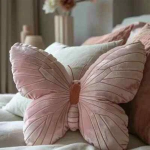 Butterfly Cushion Throw Pillow Pink Decorative Animal Pillow for Couch Living - Picture 1 of 24