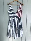 Rachel Antonoff Dress 2 Crinkle Cotton Red White Blue Stripe Sleeveless Lined
