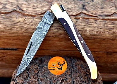 CUSTOM MADE HAND FORGE DAMASCUS STEEL FOLDING POCKET KNIFE EVERYDAY CARRY 1260 - Image 1 of 4