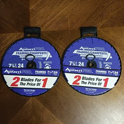 Paquete de 2 hojas de sierra circular Avanti Pro Framing 7 1/4 pulgadas x 24 Tth 4 hojas nuevas  Foto 1 de 4