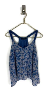 Anthropologie DOE & RAE Blue Paisley Boho Sleeveless Top Size Small - Picture 1 of 11