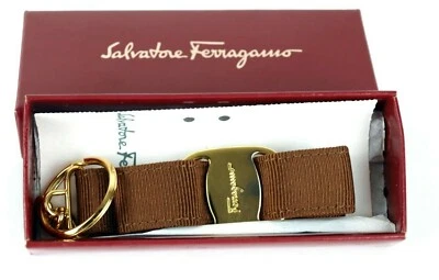Salvatore Ferragamo Brown Vara Ribbon Key Ring Key Holder Bag Charm Women's Good - Image 1 of 4