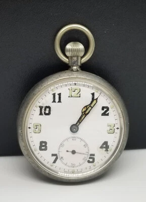 J0010 Swiss G.S.T.P. Military Pocket Watch, Size 38mm, 15 Jewels, Needs Work. - Image 1 of 4