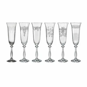 Sektgläser Sektglas Royal verschiedene Ornamente 190 ml 6er Set Kristallglas Boh - Bild 1 von 2