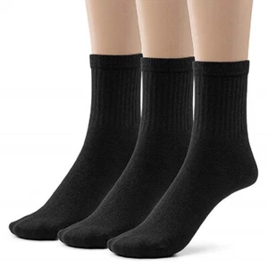Boys' Soft Ribbed Cotton School Crew Socks 3 Pair - Picture 1 of 6